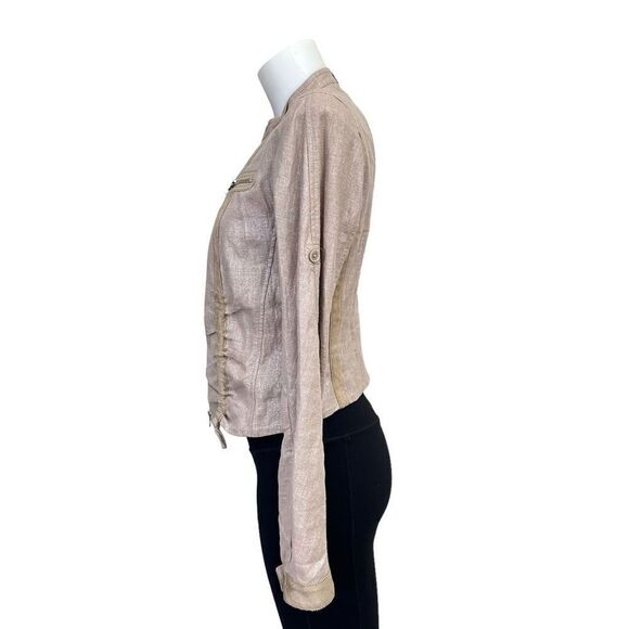 A/X ARMANI EXCHANGE Womens Linen Cotton Khaki Front Zip Jacket Size small - Picture 4 of 9